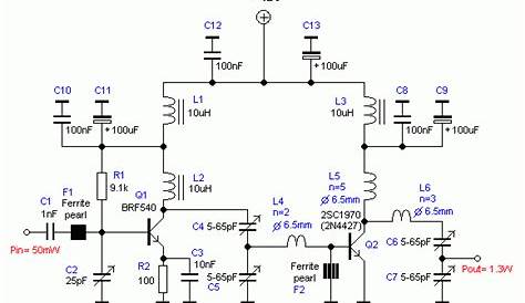 1.3W RF Amplifier Circuit - Schematic Design