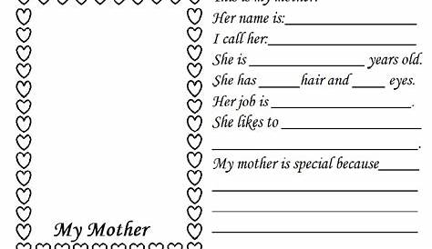 Mother's Day Worksheet Primary School - Preschool and Kindergarten