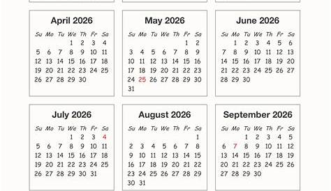 2026 One-Page Calendar - Enchanted Learning