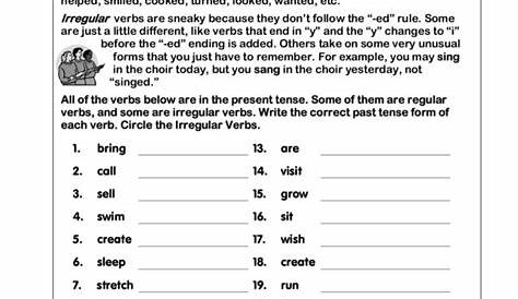 irregular verbs past tense worksheets