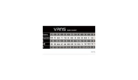 vans girls shoe size chart