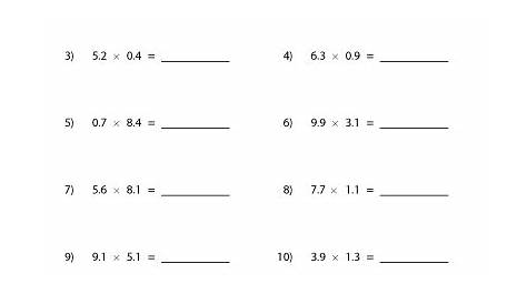 Decimals Multiplication Worksheets - Practice Multiplying Decimals