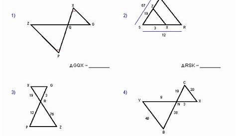 identify similar triangles worksheet