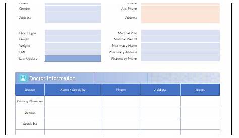 Free Personal Health Record Template ~ Excel Templates