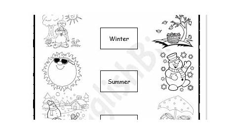 Four Seasons Matching Worksheet - EnglishBix