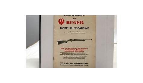Vintage Ruger Model 10/22 Carbine Rifle Instruction Manual - 1982