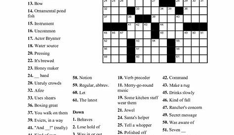 Printable Crosswords Music - Printable Crossword Puzzles