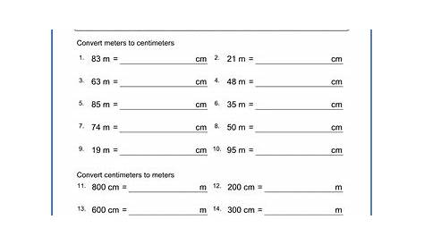 Grade 2 math worksheet - Measurement: convert between centimeters and