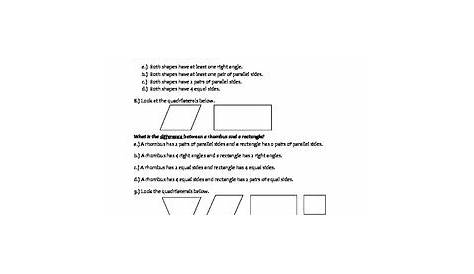 geometry quadrilaterals worksheet answers