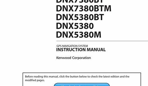 KENWOOD DNX7380BT INSTRUCTION MANUAL Pdf Download | ManualsLib