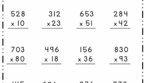 Free Multiplication Worksheet – 2 Digit and 3 Digit by 1 Digit