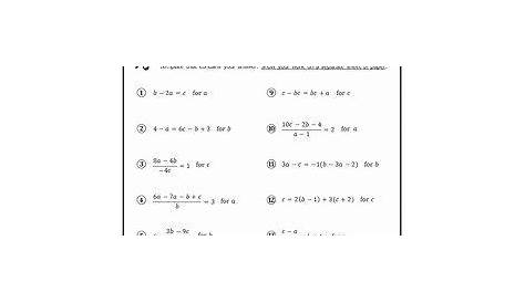 literal equations worksheets with answers