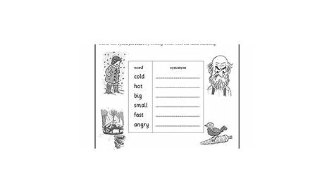 Synonyms | 1st grade, 2nd grade Reading Worksheet | GreatSchools