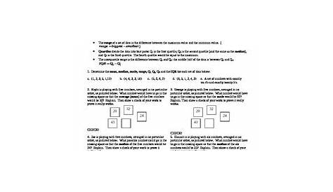 interquartile range worksheets with answers