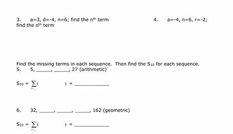 sequences and series worksheets