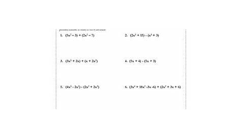subtracting polynomials worksheet answer key
