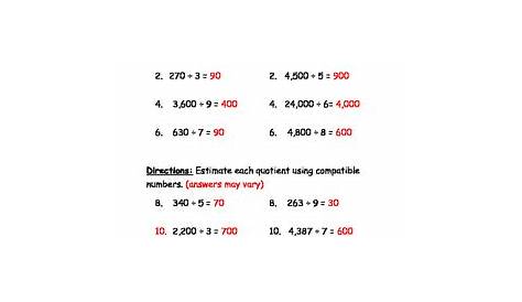 estimating products quotients worksheets - estimating quotients 4th