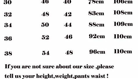 men and women jeans size chart