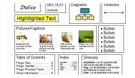 50 Text Features Worksheet 3rd Grade