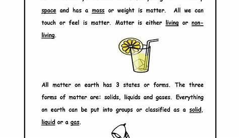 introduction to matter worksheets