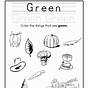 Kindergarten Green Tracing Color Words Worksheet
