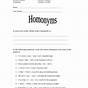 Homonyms Worksheet With Answers