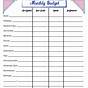 Printable Budget Sheet Template
