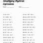 Simplify Algebraic Expressions Worksheet