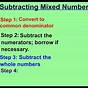 Subtracting Mixed Numbers With Regrouping Worksheet