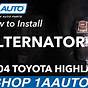 Replace Alternator 2013 Toyota Highlander