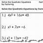 Factoring Quadratic Equation Worksheet