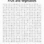 Fruit And Vegetable Wordsearch