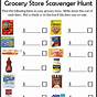 Grocery Store Scavenger Hunt Worksheets