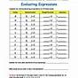 Evaluating Expressions Practice Worksheet