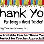 Printable Thank You Cards From Teachers