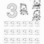 Kindergarten Learning Number Three Worksheet