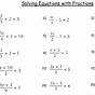 Fractions In Equations Worksheets