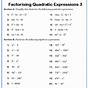 Factoring Quadratics Expressions Worksheet Answers