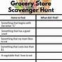 Grocery Store Scavenger Hunt Worksheet
