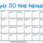 Printable Whole 30 Calendar