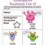 Kindergarten Vocabulary Word List
