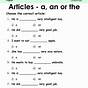 Articles Worksheet For Grade 4