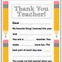Thank You Note For Teacher Printable