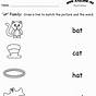 Kindergarten Worksheets Word Families
