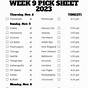 Week 9 Printable Nfl Schedule