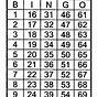 Printable Bingo Numbers