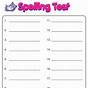 Writing Spelling Words Template