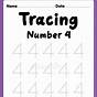 Tracing Number 4 Worksheets For Kindergarten