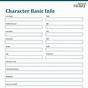 Main Character Worksheets