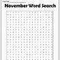November Word Search Free Printable
